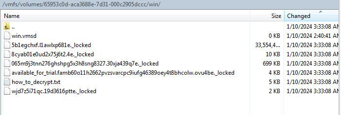 ذخیره‌سازی فایل‌ها پس از رمز شدن با نام تصادفی و پسوند locked.